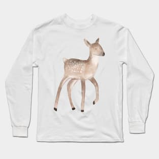 Handpainted watercolor cute spotted forest baby deer Long Sleeve T-Shirt